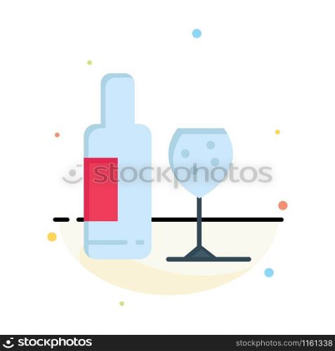 Drink, Bottle, Glass, Love Business Logo Template. Flat Color