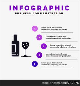 Drink, Bottle, Glass, Love Solid Icon Infographics 5 Steps Presentation Background