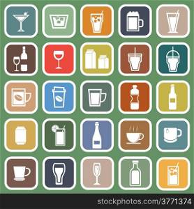 Drink flat icons on green background, stock vector