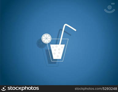 Drink Glossy Icon Vector Illustration on Blue Background. EPS10. Drink Glossy Icon Vector Illustration