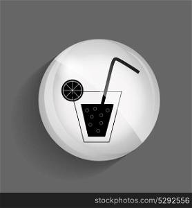 Drink Glossy Icon Vector Illustration on Gray Background. EPS10.. Drink Glossy Icon Vector Illustration