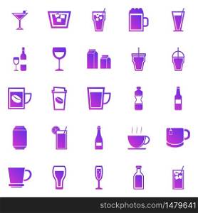 Drink gradient icons on white background, stock vector