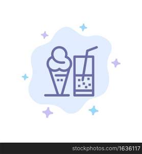 Drink, Ice Cream, Summer, Juice Blue Icon on Abstract Cloud Background