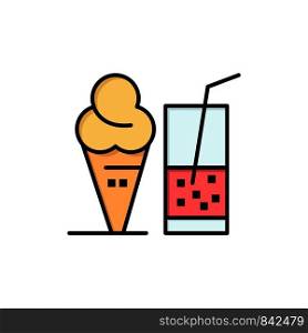 Drink, Ice Cream, Summer, Juice Flat Color Icon. Vector icon banner Template