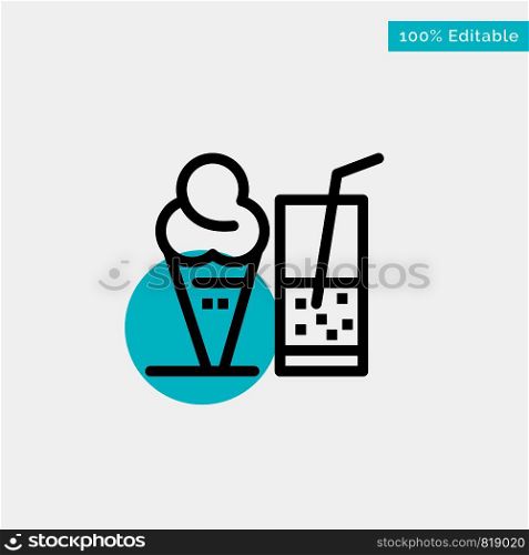 Drink, Ice Cream, Summer, Juice turquoise highlight circle point Vector icon