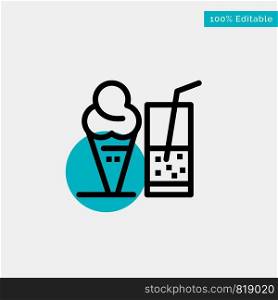 Drink, Ice Cream, Summer, Juice turquoise highlight circle point Vector icon