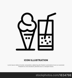 Drink, Ice Cream, Summer, Juice Vector Line Icon