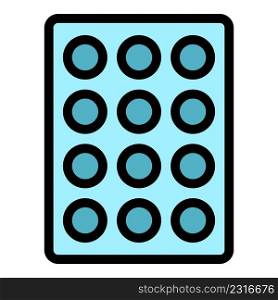 Drink ice tray icon. Outline drink ice tray vector icon color flat isolated. Drink ice tray icon color outline vector