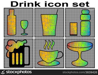 drink icon set. Vector set of 6 multicolor drink icon