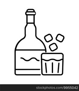 Drink icon vector. Bottle of whiskey, vodka, gin, brandy symbol. Drinks glass of ice water. Vermouth, tequila, alcohol icon. Drink icon vector. Bottle of whiskey, vodka, gin, brandy symbol. Drinks glass of ice water.