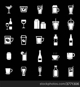 Drink icons on black background, stock vector