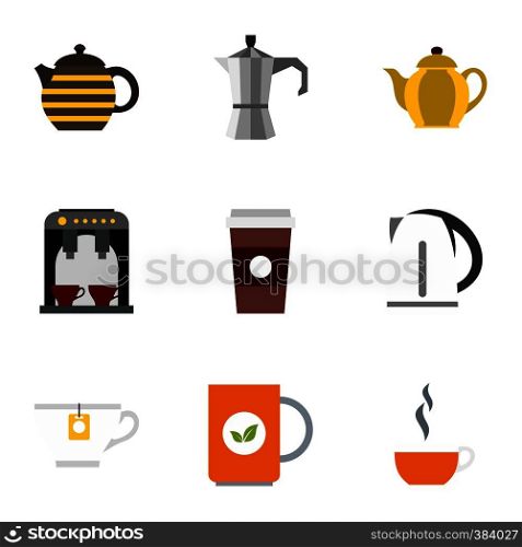 Drink icons set. Flat illustration of 9 drink vector icons for web. Drink icons set, flat style