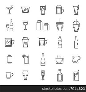 Drink line icons on white background, stock vector