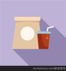 Drink meal icon flat vector. Lunch food. Container bread. Drink meal icon flat vector. Lunch food