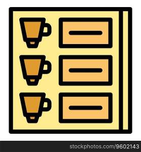 Drink menu icon outline vector. Work meal. Cafe food color flat. Drink menu icon vector flat