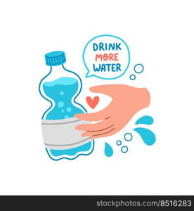Drink more water"e flat design vector illustration