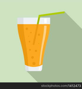 Drink orange juice icon. Flat illustration of drink orange juice vector icon for web design. Drink orange juice icon, flat style