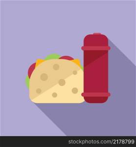 Drink product lunch icon flat vector. Healthy dinner. Meal school. Drink product lunch icon flat vector. Healthy dinner