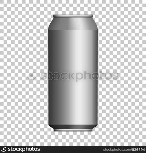 Drink tin can mockup. Realistic illustration of drink tin can vector mockup for on transparent background. Drink tin can mockup, realistic style