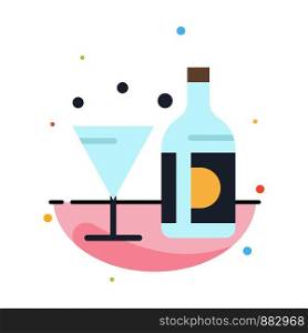 Drink, Wine, American, Bottle, Glass Abstract Flat Color Icon Template