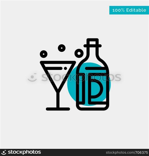 Drink, Wine, American, Bottle, Glass turquoise highlight circle point Vector icon