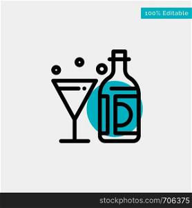 Drink, Wine, American, Bottle, Glass turquoise highlight circle point Vector icon