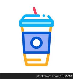 drink with straw icon vector. drink with straw sign. color symbol illustration. drink with straw icon vector outline illustration