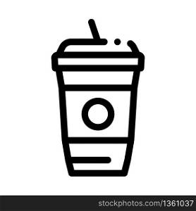 drink with straw icon vector. drink with straw sign. isolated contour symbol illustration. drink with straw icon vector outline illustration