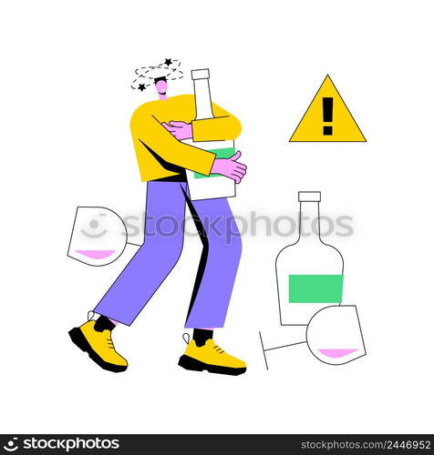 Drinking alcohol abstract concept vector illustration. Binge drinking, alcoholic beverage, alcohol abuse, addiction rehabilitation service, alcoholism therapy, health impact abstract metaphor.. Drinking alcohol abstract concept vector illustration.