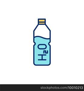 Drinking enough water RGB color icon. Own water bottle. Increasing energy levels and brain function. Maintaining body fluids balance. Physical performance maximization. Isolated vector illustration. Drinking enough water RGB color icon