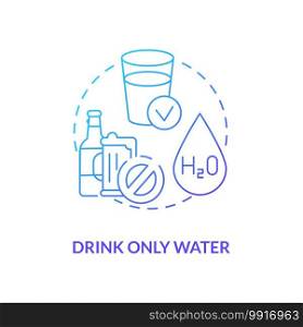 Drinking only water concept icon. Blood test tip idea thin line illustration. Medical advice. Fasting. Appetite suppressant. Avoiding dehydration. Vector isolated outline RGB color drawing. Drinking only water concept icon