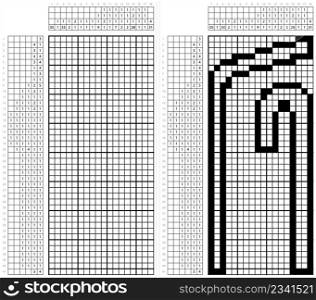Drinking Straw Icon Nonogram Pixel Art, Drinking Tube Icon, Straw Icon Vector Art Illustration, Logic Puzzle Game Griddlers, Pic-A-Pix, Picture Paint By Numbers, Picross