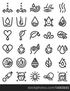 Drinking water icon vector set. Line art style.