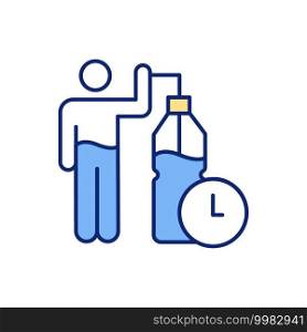 Drinking water reminder RGB color icon. Maximizing physical performance. Real-time monitoring. Aiding digestion. Increasing energy. Organs protection. Relieving fatigue. Isolated vector illustration. Drinking water reminder RGB color icon