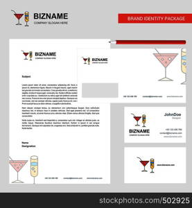 Drinks Business Letterhead, Envelope and visiting Card Design vector template