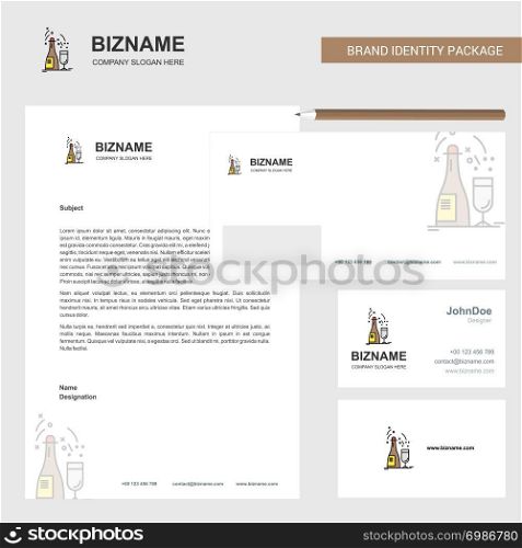 Drinks Business Letterhead, Envelope and visiting Card Design vector template