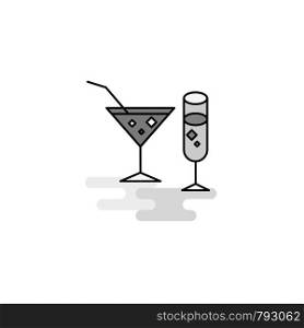 Drinks Web Icon. Flat Line Filled Gray Icon Vector