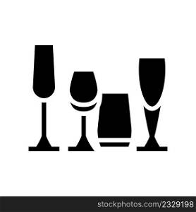 drinkware set glyph icon vector. drinkware set sign. isolated contour symbol black illustration. drinkware set glyph icon vector illustration