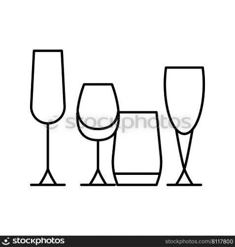 drinkware set line icon vector. drinkware set sign. isolated contour symbol black illustration. drinkware set line icon vector illustration
