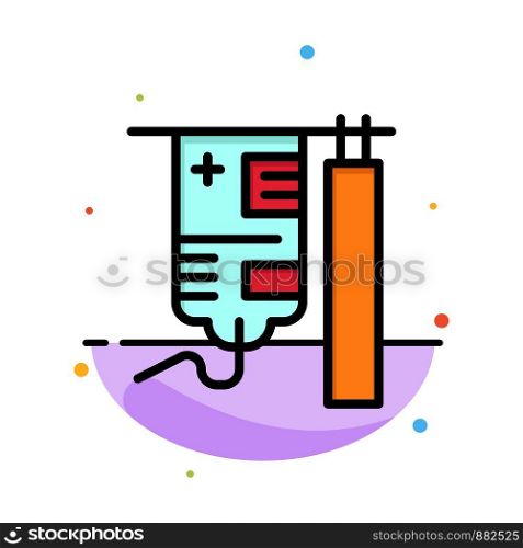 Drip, Hospital, Medical, Treatment Abstract Flat Color Icon Template