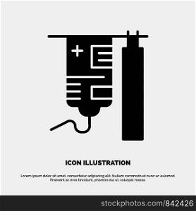 Drip, Hospital, Medical, Treatment Solid Black Glyph Icon