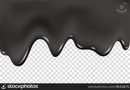 Dripping black paint, ink or oil. Drip fuel. Vector background.