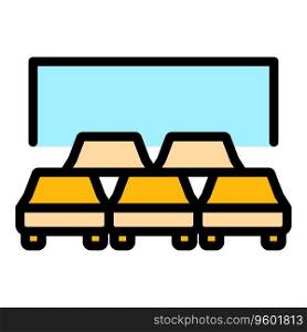 Drive cinema icon outline vector. Open air show. Car scree color flat. Drive cinema icon vector flat