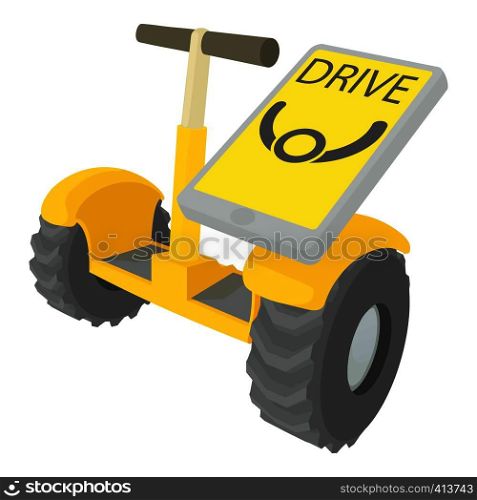 Drive on segway icon. Cartoon illustration of drive on segway vector icon for web. Drive on segway icon, cartoon style