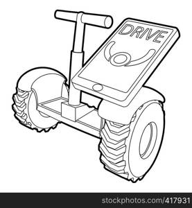 Drive on segway icon. Outline illustration of drive on segway vector icon for web. Drive on segway icon, outline style