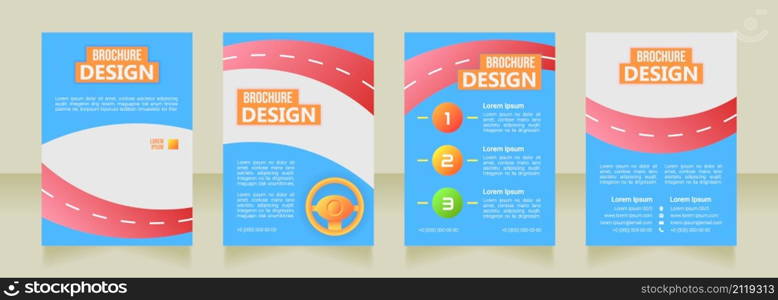 Driver improvement course blank brochure design. Template set with copy space for text. Premade corporate reports collection. Editable 4 paper pages. Bebas Neue, Ebrima, Roboto Light fonts used. Driver improvement course blank brochure design