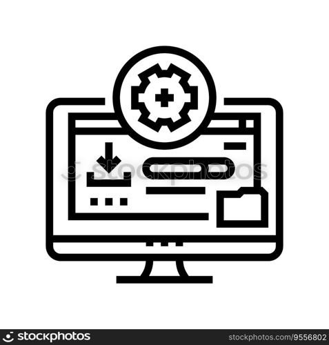 driver installation repair computer line icon vector. driver installation repair computer sign. isolated contour symbol black illustration. driver installation repair computer line icon vector illustration