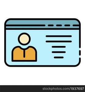 Driver license card icon. Outline driver license card vector icon color flat isolated. Driver license card icon color outline vector
