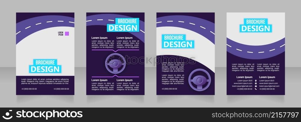 Driver license exam blank brochure design. Template set with copy space for text. Premade corporate reports collection. Editable 4 paper pages. Bebas Neue, Ebrima, Roboto Light fonts used. Driver license exam blank brochure design