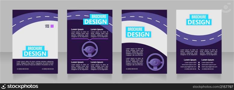 Driver license exam blank brochure design. Template set with copy space for text. Premade corporate reports collection. Editable 4 paper pages. Bebas Neue, Ebrima, Roboto Light fonts used. Driver license exam blank brochure design